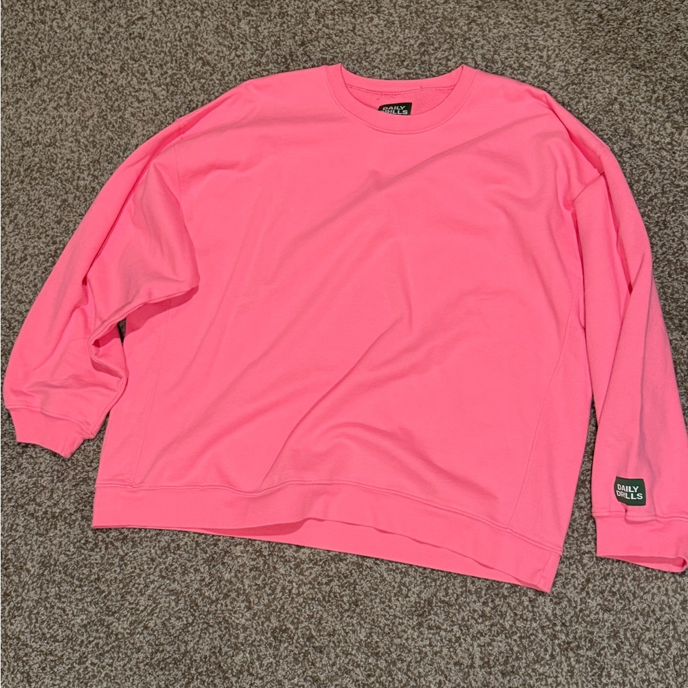 Daily Drills Vibrant Pink Oversized Crewneck - M/L